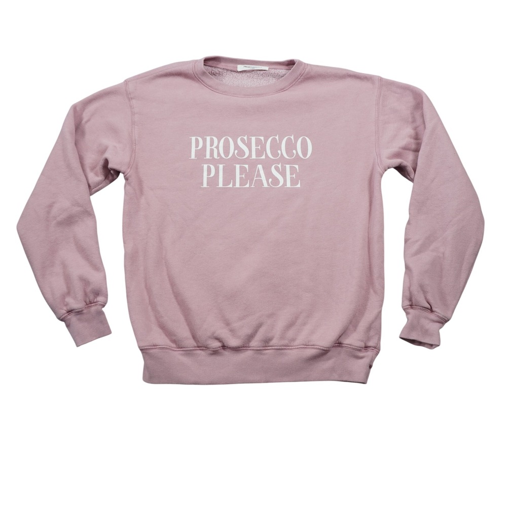 Project Social T XS Prosecco Please Pink Graphic Fleece Sweatshirt Loungewear
